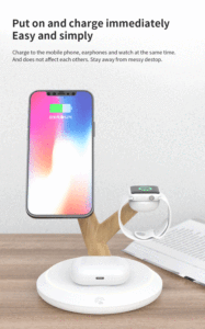 Cargador Inalámbrico de Escritorio 3 en 1 con Diseño de Ramas de Madera 2026, <span class=keywords><strong>Carga</strong></span> Súper Rápida Dual de 15W, Soporte Magnético Personalizado - Product Image 6
