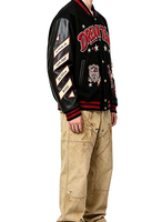 Veste universitaire américaine personnalisée, manches en cuir PU, mélange de laine matelassé, broderie de patchs en chenille, streetwear, veste de baseball