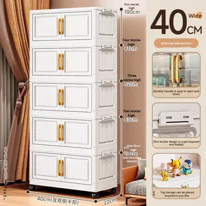 Armoire de rangement pliable moderne 4 <span class=keywords><strong>couches</strong></span> 2026, organisateur modulaire en plastique sans installation pour cuisine, chambre et rangement de collations - Product Image 4