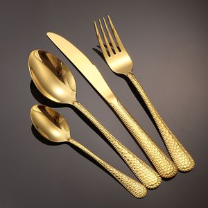 Hammered Stainless Steel Western Cutlery Set <b>Dessert</b> <b>Tools</b> For Hotel Use - Product Image 1