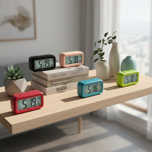 שעון שולחני דיגיטלי שקט ופשוט עם תאורת לילה חכמה, תצוגת שבוע/תאריך וטמפרטורה - Product Image 1