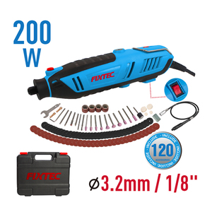 ชุดเครื่องมือสว่านโรตารี่ FIXTEC 200W ขนาดพกพา คุณภาพสูง พร้อมลูกปืนคุณภาพดี 120 ชิ้น อุปกรณ์เสริมสำหรับงานอุตสาหกรรม DIY รุ่น FMG200120 สำหรับงานแกะสลัก - Product Image 5