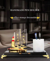Organisateur de bureau réglable Art Déco en métal et bois, support de rangement multifonctionnel pour stylos et fournitures de bureau