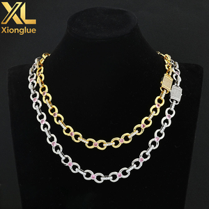 Cadena de Eslabones con Símbolo Infinito Chapada en Oro de 12 mm, Estilo Hip Hop, con Circonita Cúbica Rosa y Cierre de Resorte en Forma de 8, para Regalos - Product Image 6