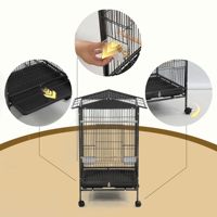 Cage à perroquets spacieuse sur roulettes avec échelle d'activités, plateau amovible et jupe en maille pour minimiser les gâcheries de nourriture par les oiseaux