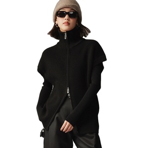 Nouveau <span class=keywords><strong>Gilet</strong></span> en <span class=keywords><strong>Cachemire</strong></span> Tricoté pour <span class=keywords><strong>Femme</strong></span>, <span class=keywords><strong>Gilet</strong></span> de Sécurité à Col Montant avec Double Fermeture Éclair - Product Image 3