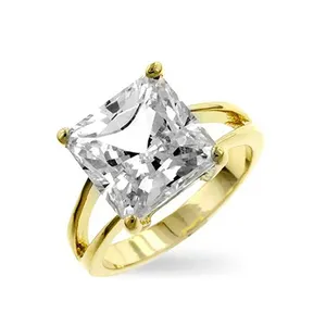 ANILLO DE COMPROMISO DE ALTA CALIDAD-Compromiso CZ de corte princesa dorado, anillos de compromiso de boda de diamantes circulares de 1,5 quilates