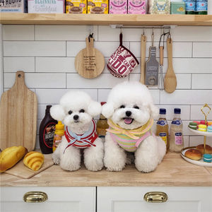 Pakaian anjing baru musim semi dan musim panas rompi anjing bergaris merah dan biru + celemek - Product Image 6