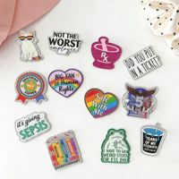 Étiquette nominative autocollante Kovict en acrylique avec lettres anglaises, série Santé, pour étudiants, à faire soi-même, avec languette, couleur personnalisable, pour badges