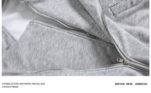 Logo imprimé pull à capuche zippé poids 500 Gsm ample décontracté hiver goutte épaule hommes à capuche - Product Image 4