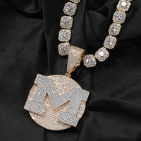 Bijoux hip-hop pour hommes pendentif personnalisé AAAAA CZ lettre plaqué rhodium pendentif grand cercle rappeur nom initial glacé