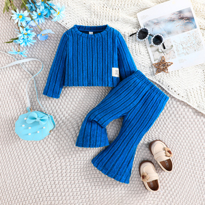Ropa para Niños, Conjunto Casual de 2 Piezas para Niña, Cómodo y Transpirable, Manga Larga, Colores Sólidos, Poliéster/Algodón, Varios Modelos - Product Image 1
