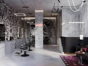 Aménagement intérieur de salon de coiffure de luxe pour hommes, mobilier de salon de coiffure sur mesure, design industriel moderne, solution clé en main pour l'aménagement de boutique - Product Image 6