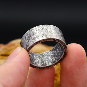 yunnique Minimalist Retro <b>Titanium</b> Steel <b>Ring</b> Distressed Finish Wedding Band For Men And Women - Product Image 4