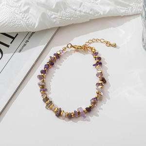 Joyería de moda color amarillo púrpura gargantilla de piedra natural irregular ágata collar de cuentas de jade - Product Image 4