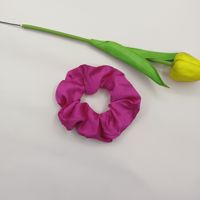 Grand chouchou très élastique fait main, couleur unie, en satin imitation cuir, très populaire, pour chignon féerique