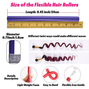 30 pièces/sac tiges de curling en mousse flexible torsadées sans chaleur tiges de curling souples pour <span class=keywords><strong>cheveux</strong></span> longs et courts - Product Image 2