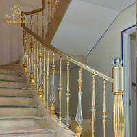 MEIXI Garde-corps moderne de luxe en alliage d'aluminium, main courante sur mesure, balustre d'escalier durable à fixation au sol, garantie totale 1 an