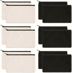 Sacs de toilette et de maquillage en toile de coton vierge, réutilisables, personnalisables avec logo imprimé, à fermeture éclair, vente en gros - Product Image 4