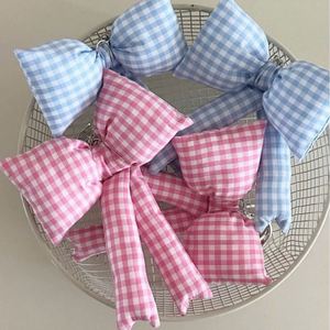Porte-clés et pendentif de sac à main à nœud à carreaux bleu, rose, blanc et noir, style simple, mignon et doux - Product Image 3