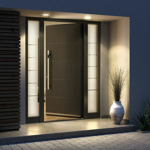 Moderna porta d'ingresso in alluminio porta interna di sicurezza porte doppie in vetro temperato apertura altalena in lega di alluminio Villa parete - Product Image 6