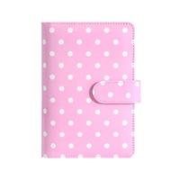 Nouvelle Couverture de Carnet de Planification Financière A6 à Feuillets Mobiles, Livre de Registre Multi-emplacements, Couverture de Classeur Budgétaire en Cuir PU Macaron à Pois