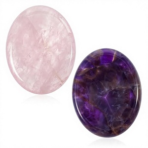 Piedra de Cristal Premium para la Ansiedad, Juego de Cristales Ovalados Tallados a Mano, Amatista Pulida, Cuarzo Rosa, Decoración Energética para Meditación - Product Image 2