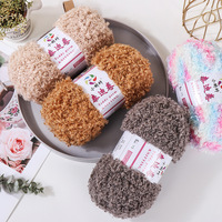 Fil de velours bouclé fait main en gros pour le crochet DIY, laine bouclée Teddy OE 1050n/m, fil à écharpe circulaire haute ténacité, motif teint pour poupée