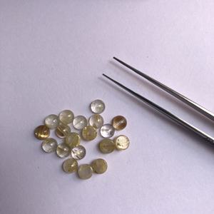 Pierres de rutile dorées naturelles de 4 mm, rondes, à dos plat, cabochons lâches, certifiées IGI, pierres semi-précieuses pour la fabrication de bijoux - Product Image 1