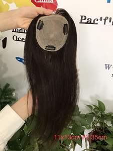 Toupet en cheveux brésiliens Remy de qualité supérieure, transparent, aligné sur la cuticule, pour femmes, base en soie, cheveux naturels - Product Image 3