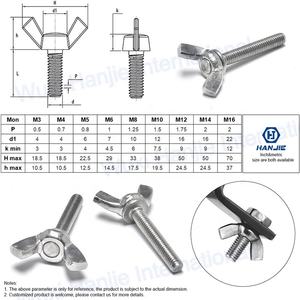 M5 M6 M8 SS 304 316 스테인레스 스틸 엄지 나사 볼트 광장 나비 트위스트 날개 나사 - Product Image 5