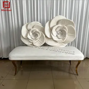 Foshan Mobiliário moderno dourado com cadeira de sofá de casamento rosa branco para noivos para eventos