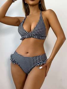 Maillot de bain bikini sexy, vente chaude de la saison, maillot de bain en nylon et polyester pour femmes avec coussinets de poitrine pour la course à pied, le fitness et la danse. - Product Image 4