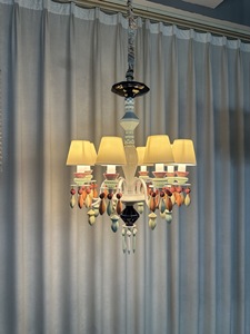Lampe suspendue en céramique vintage pour boutique de vêtements unique, chambre à coucher, salon, salle à manger, villa, art bleu - Product Image 6