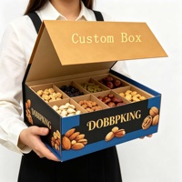 Boîtes cadeaux pour fruits secs et noix, logo personnalisé, fermeture magnétique, boîte cadeau en carton rigide de luxe avec séparateur pour le Ramadan
