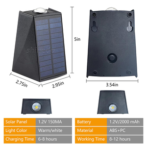 Lámpara <span class=keywords><strong>Solar</strong></span> de Pared con Iluminación Arriba y Abajo, Ultra Alta Luminosidad, LED, para Exteriores, Lámpara de Valla, IP65 Impermeable, para Patio, Jardín, Exterior - Product Image 5