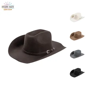 Shinehat 2024 moda Custom Designer Cow Boy donna a tesa larga in feltro di lana Sombrero di alta qualità cappelli Fedora da Cowboy occidentali