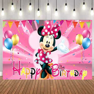 Minnie & Mickey Mouses afiş zemin arka plan posterler çocuklar için parti mutlu doğum günü arka plan süslemeleri - Product Image 6