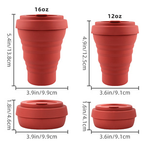 Tasse à eau en silicone pour bébé et tout-petit, portable et pliable, tasse à café résistante à la chaleur, tasse de voyage pliable avec couvercle pour adulte - Product Image 2