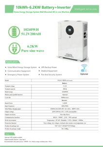 แบตเตอรี่ระบบโซลาร์เซลล์ออลอินวันและระบบสำรองไฟบ้านแบบไฮบริด 51.2V 200Ah 6.2KW - Product Image 4