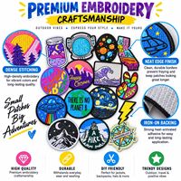 Patch brodé pour l'aventure en plein air, motif nature, espace, montagne, camping, style bohème, à thermocoller ou à coudre