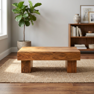 Table basse rectangulaire en bois de manguier |   Meubles minimalistes en bois massif faits à la main et écologiques - Vente en gros - Product Image 2