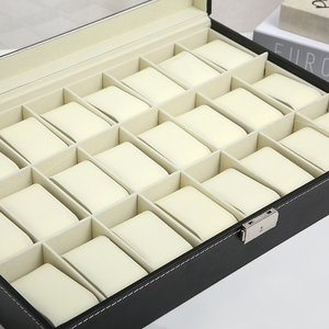 24 Khe Cắm PU da có thể khóa đồng hồ hộp lưu trữ với kính nắp hiển thị trường hợp - Product Image 2