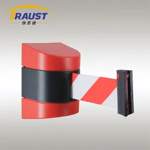 Traust Safety Wall Mount Mulit Color Rope Plastic Traffic Control Road Retractable Belt Barrier Stanchion