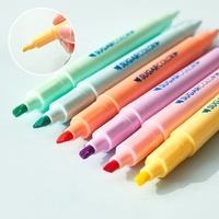 Stylos surligneurs permanents à double pointe, marqueurs de dessin, fournitures de papeterie, marquage des points clés, pour étudiants, 12 couleurs assorties