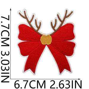Accessoires vestimentaires écologiques thermocollants : Patch décoratif brodé motif nœud de Noël flocon de neige de dessin animé pour les fêtes - Product Image 6