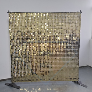 Panneau mural carré à paillettes brillantes 3D activé par l'air pour événements de mariage, festivals, toiles de fond et décorations - Product Image 1