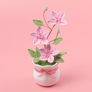 Nouvelle fleur artificielle tricotée à la main 2026, plante de clématite en pot, fleur en crochet pour décoration maison et voiture, cadeau de Saint-Valentin - Product Image 4