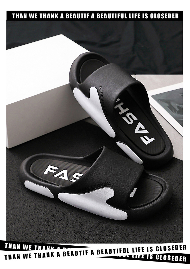 New Fashion Men PVC Slippers Slide Sandals Beach Soft Sole Flat Shoes Home Bath Slipper