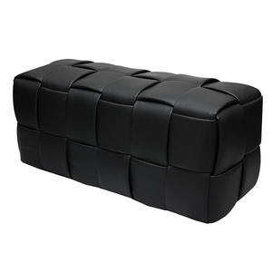 Partner Nordic Living Room <strong>Black</strong> Wide Pu Leather Ottoman Stool <strong>Bench</strong> With <strong>Storage</strong> - Product Image 5